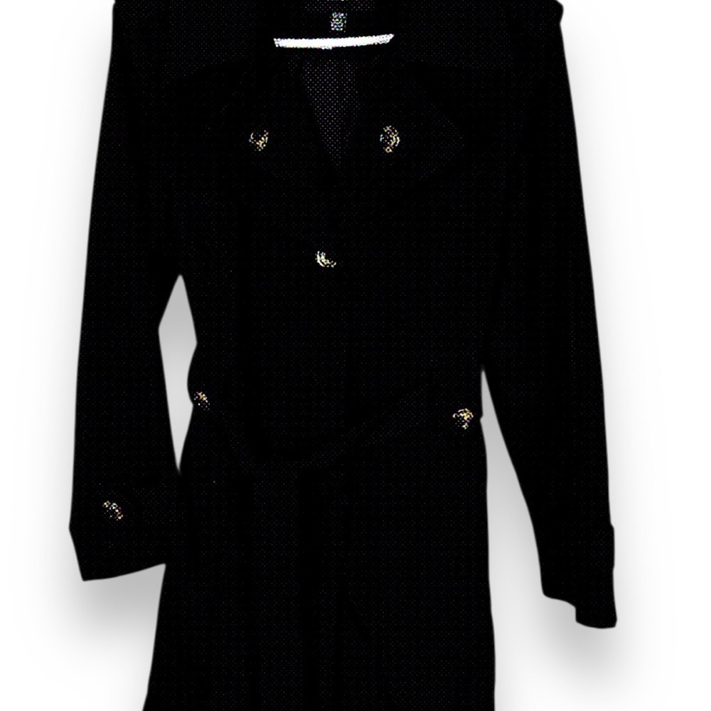 London Fog Black Trench Coat Classic Style - Picture 3 of 8